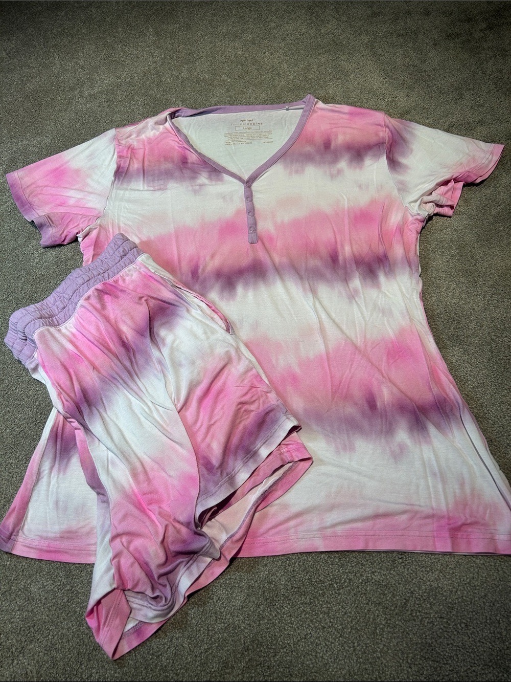 Little Sleepies Pink & Purple Tie-Dye Short Sleeve Pajama Set